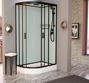 Душевая кабина Frank F418R Black правосторонняя