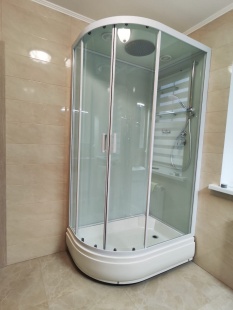 Душевая кабина Frank F412/1R White правосторонняя средний поддон прозрачное стекло 